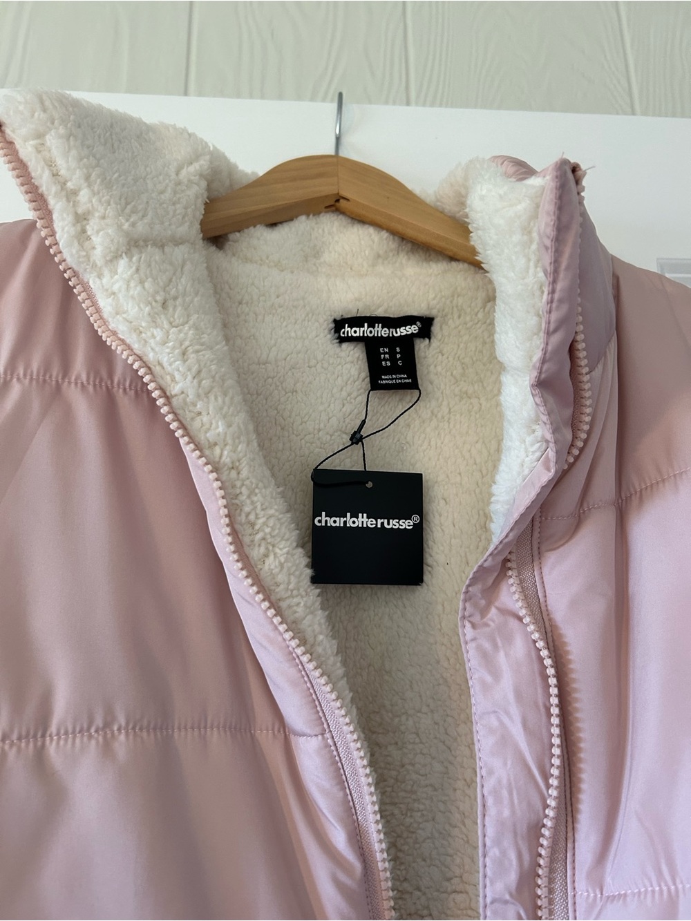 Charlotte Russe Light Pink Sherpa-Lined Puffer Jacket